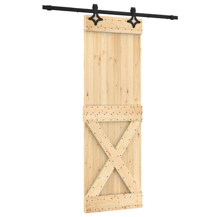 Skydedør Naturfarvet og sort 70 x 210 cm Massivt Fyrretræ