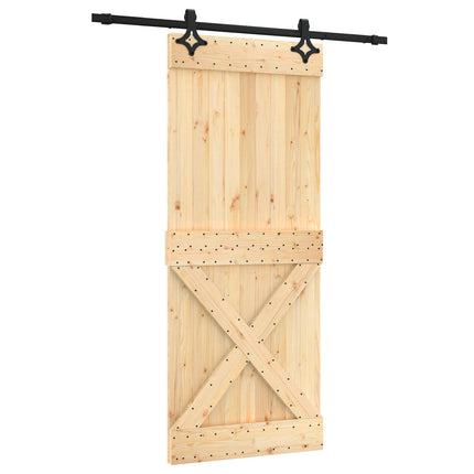 Skydedør Naturfarvet og sort 85 x 210 cm Massivt Fyrretræ