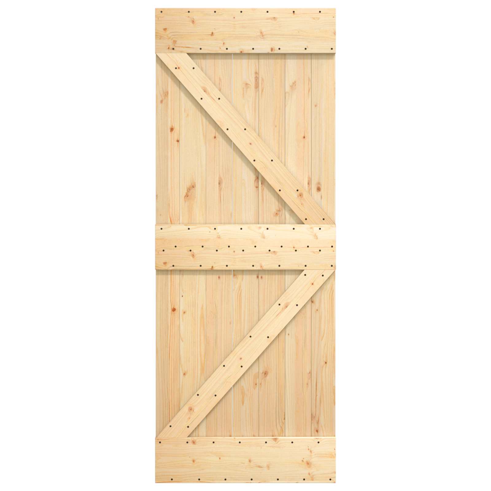 Skydedør Naturfarvet og sort 70 x 210 cm Massivt Fyrretræ