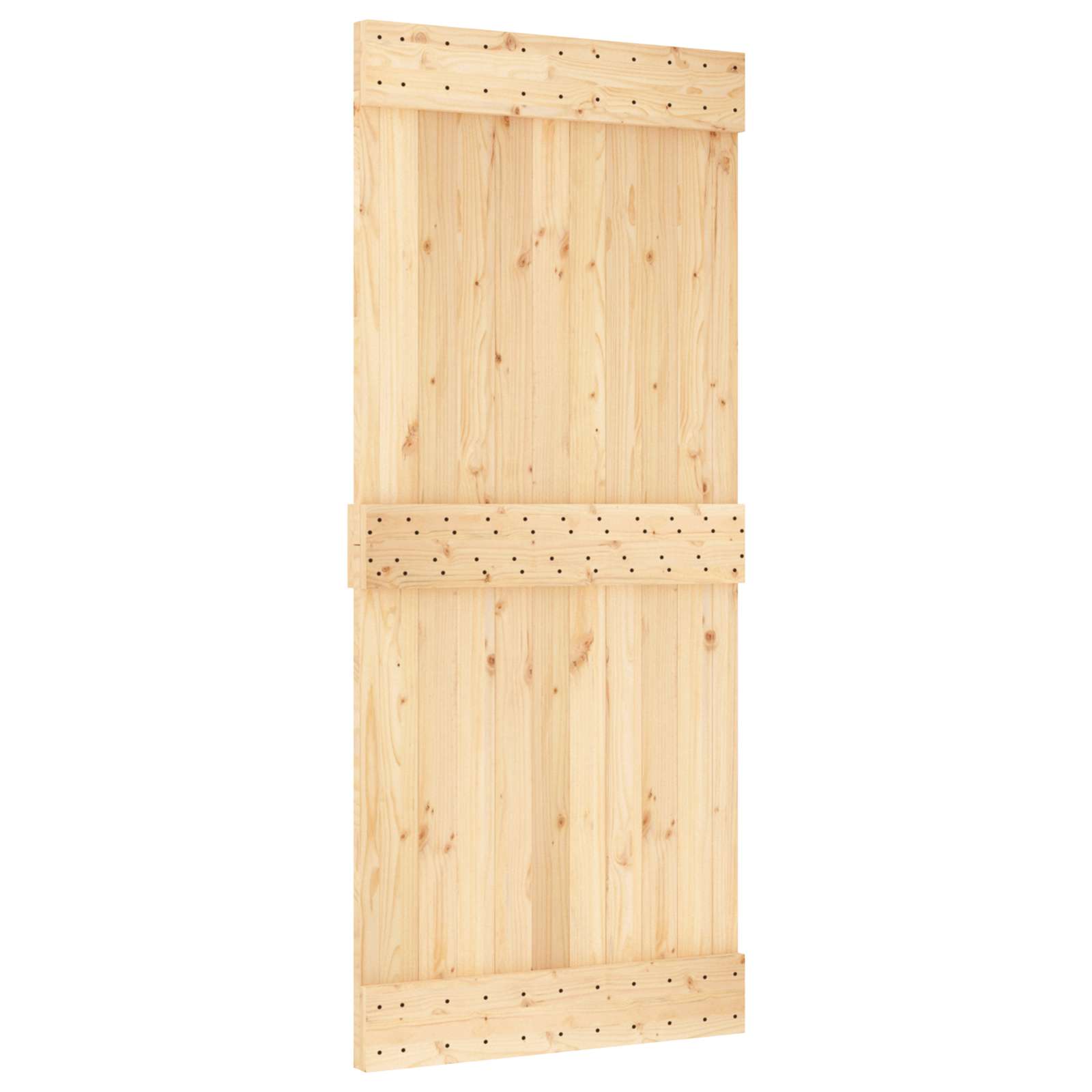 Skydedør Naturfarvet og sort 90 x 210 cm Massivt Fyrretræ