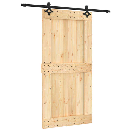 Skydedør Naturfarvet og sort 100 x 210 cm Massivt Fyrretræ