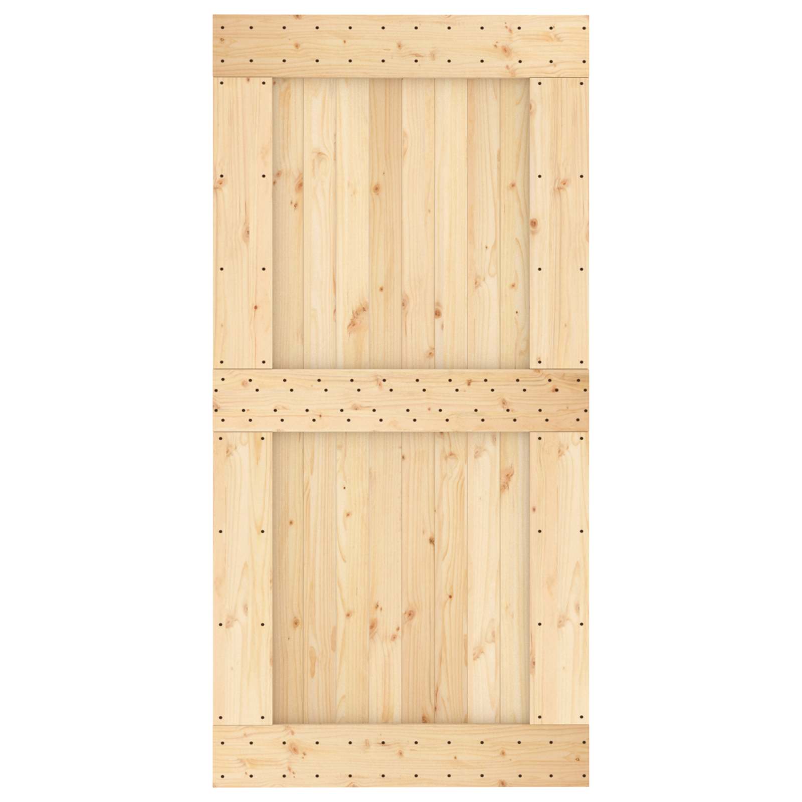 Skydedør Naturfarvet og sort 100 x 210 cm Massivt Fyrretræ