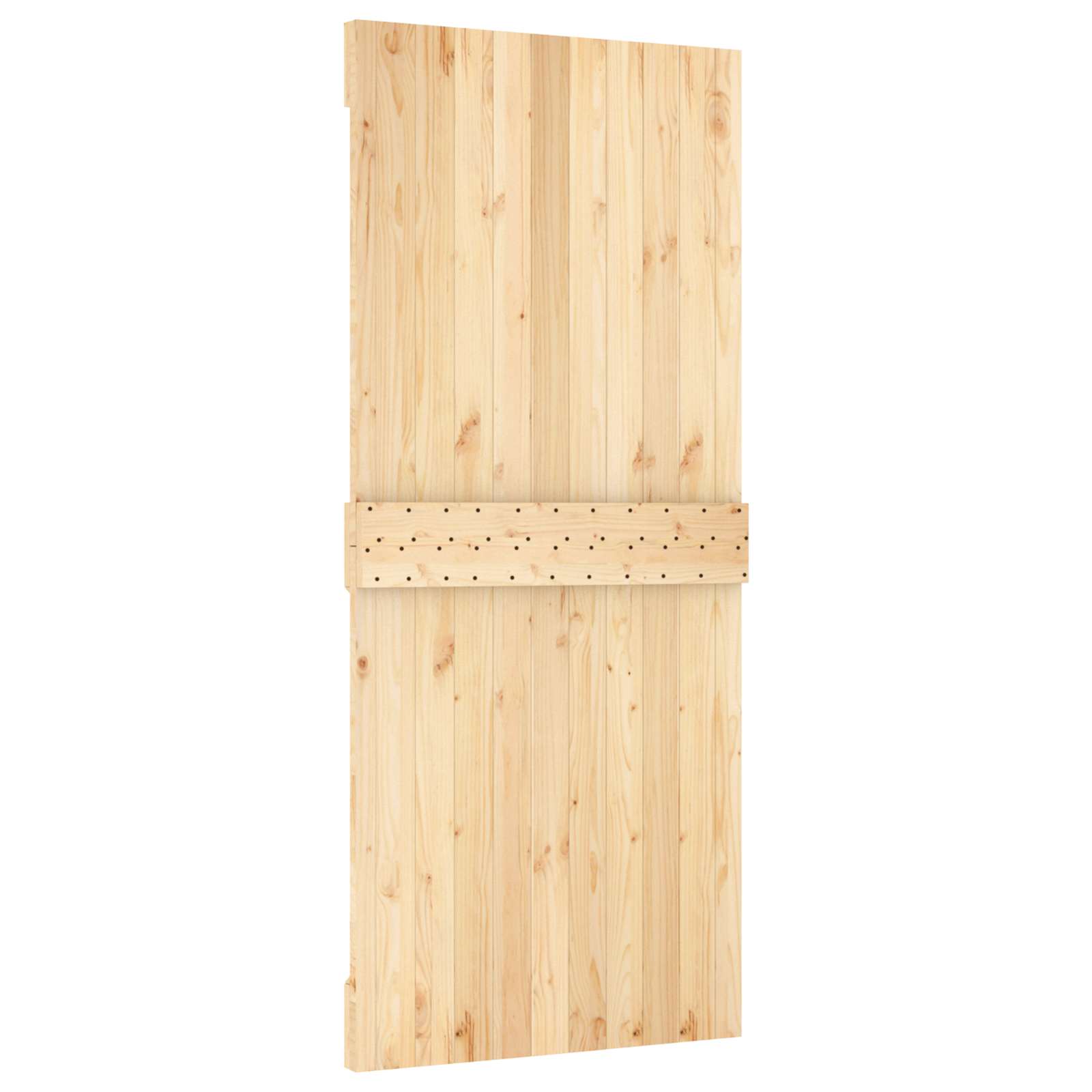 Skydedør Naturfarvet og sort 90 x 210 cm Massivt Fyrretræ