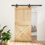 Skydedør Naturfarvet og sort 100 x 210 cm Massivt Fyrretræ