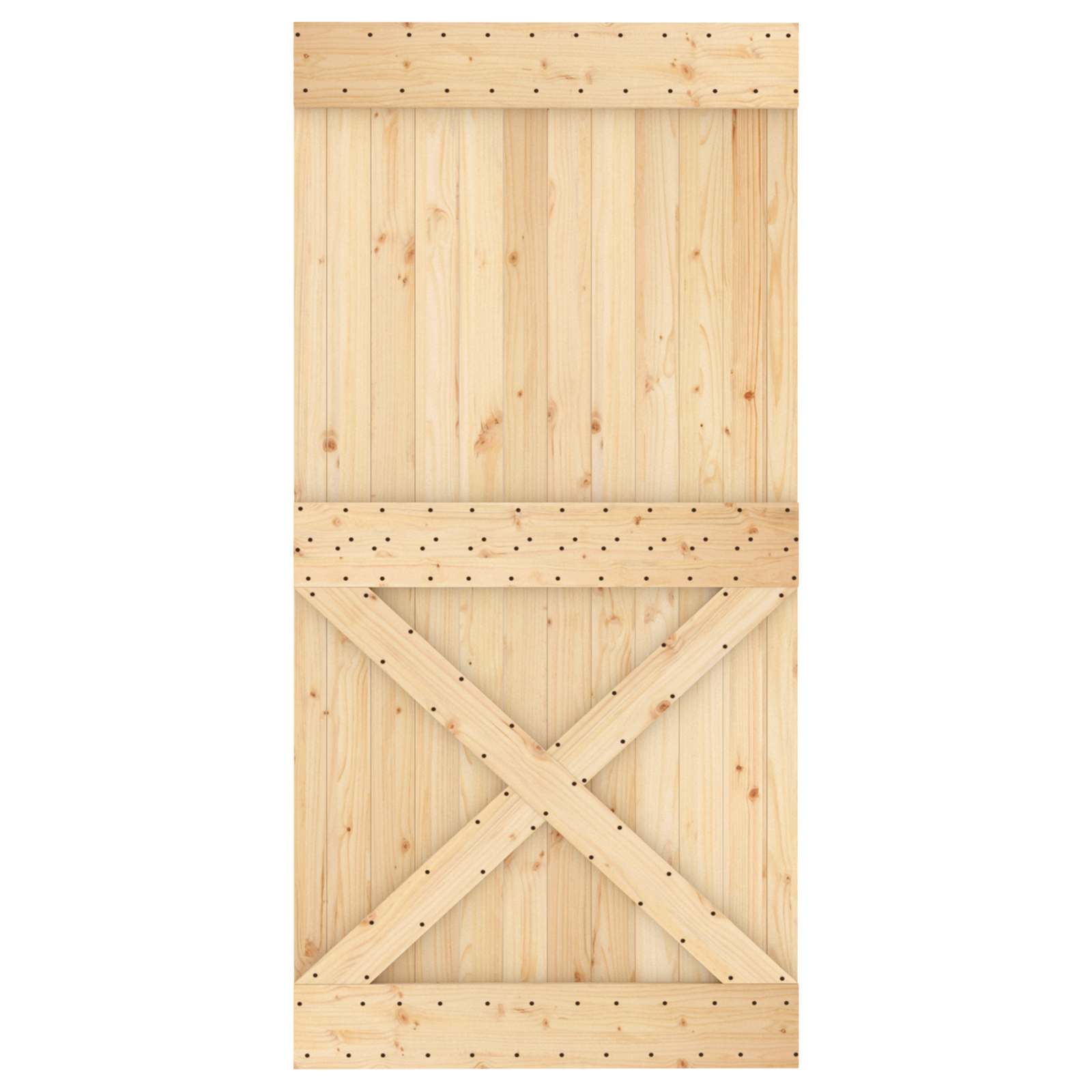 Skydedør Naturfarvet og sort 100 x 210 cm Massivt Fyrretræ