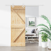 Skydedør Natur og hvid 80 x 210 cm Massivt fyrretræ