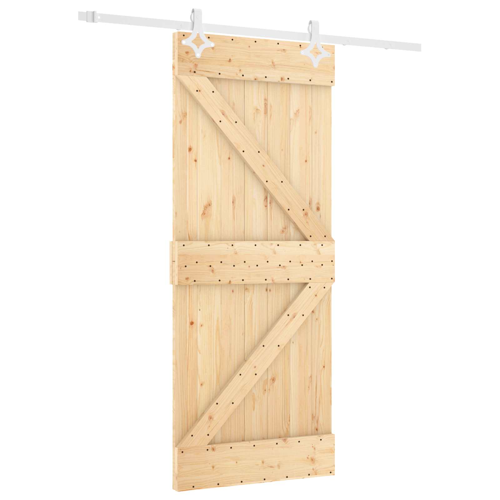 Skydedør Natur og hvid 80 x 210 cm Massivt fyrretræ
