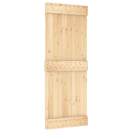 Skydedør Natur og hvid 80 x 210 cm Massivt Fyrretræ