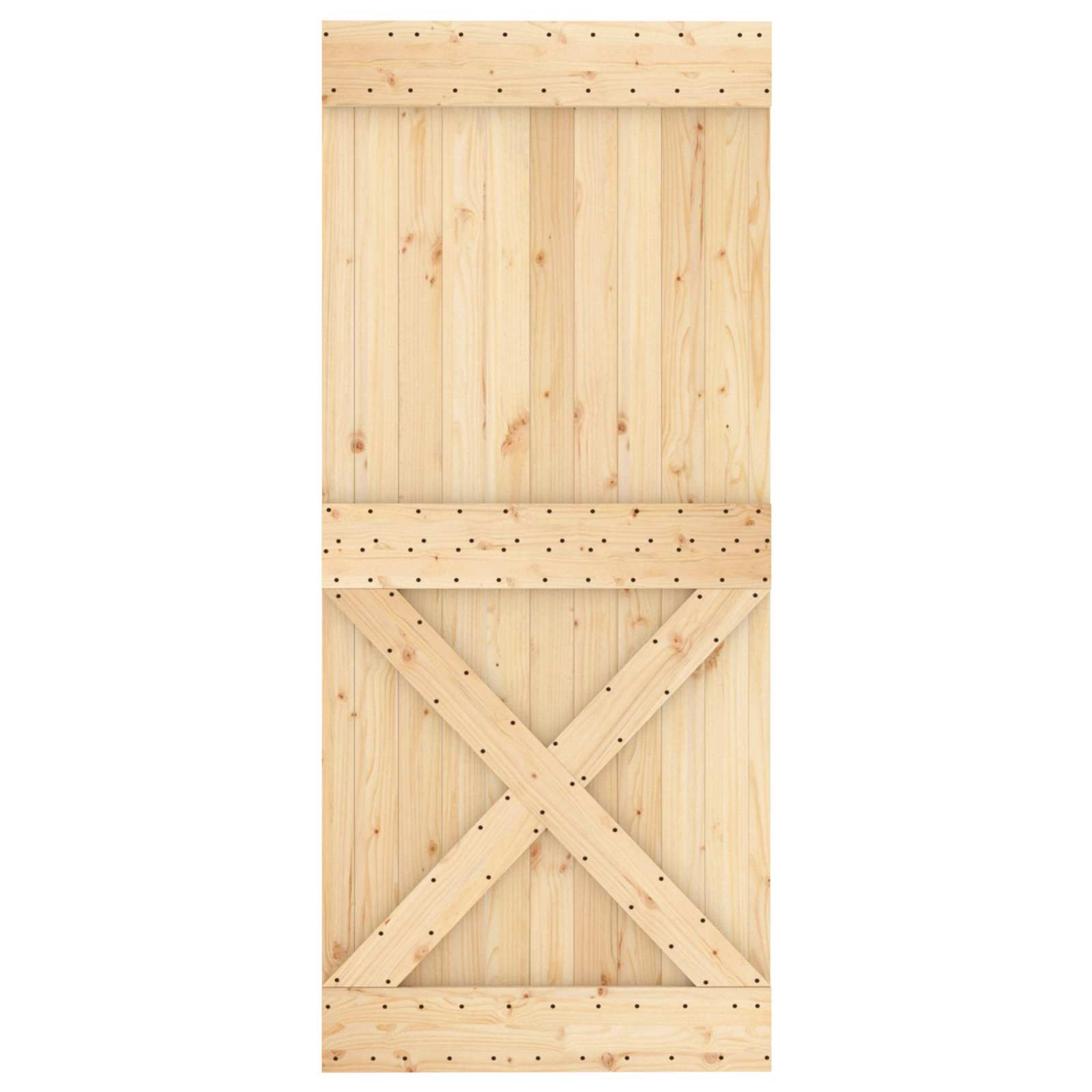 Skydedør Natur og hvid 90 x 210 cm Massivt Fyrretræ
