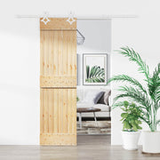 Skydedør Natur og hvid 70 x 210 cm Massivt Fyrretræ