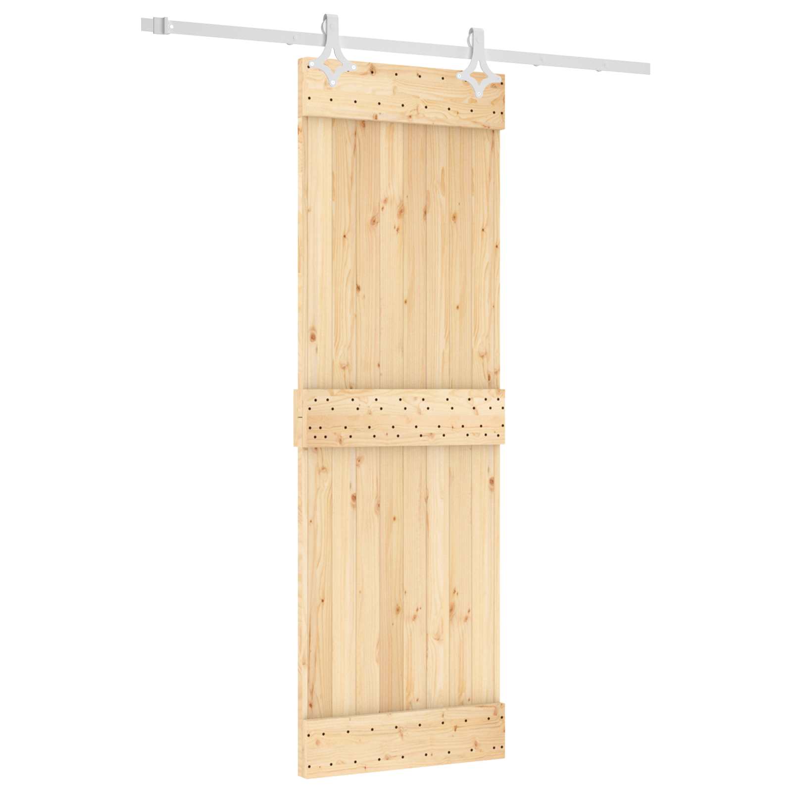 Skydedør Natur og hvid 70 x 210 cm Massivt Fyrretræ