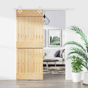 Skydedør Natur og hvid 80 x 210 cm Massivt Fyrretræ