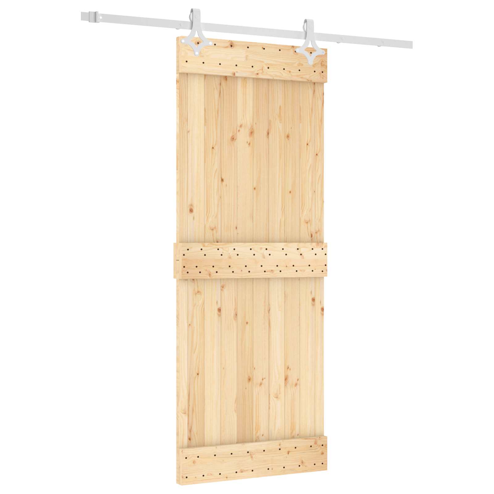 Skydedør Natur og hvid 80 x 210 cm Massivt Fyrretræ