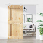 Skydedør Natur og hvid 90 x 210 cm Massivt Fyrretræ