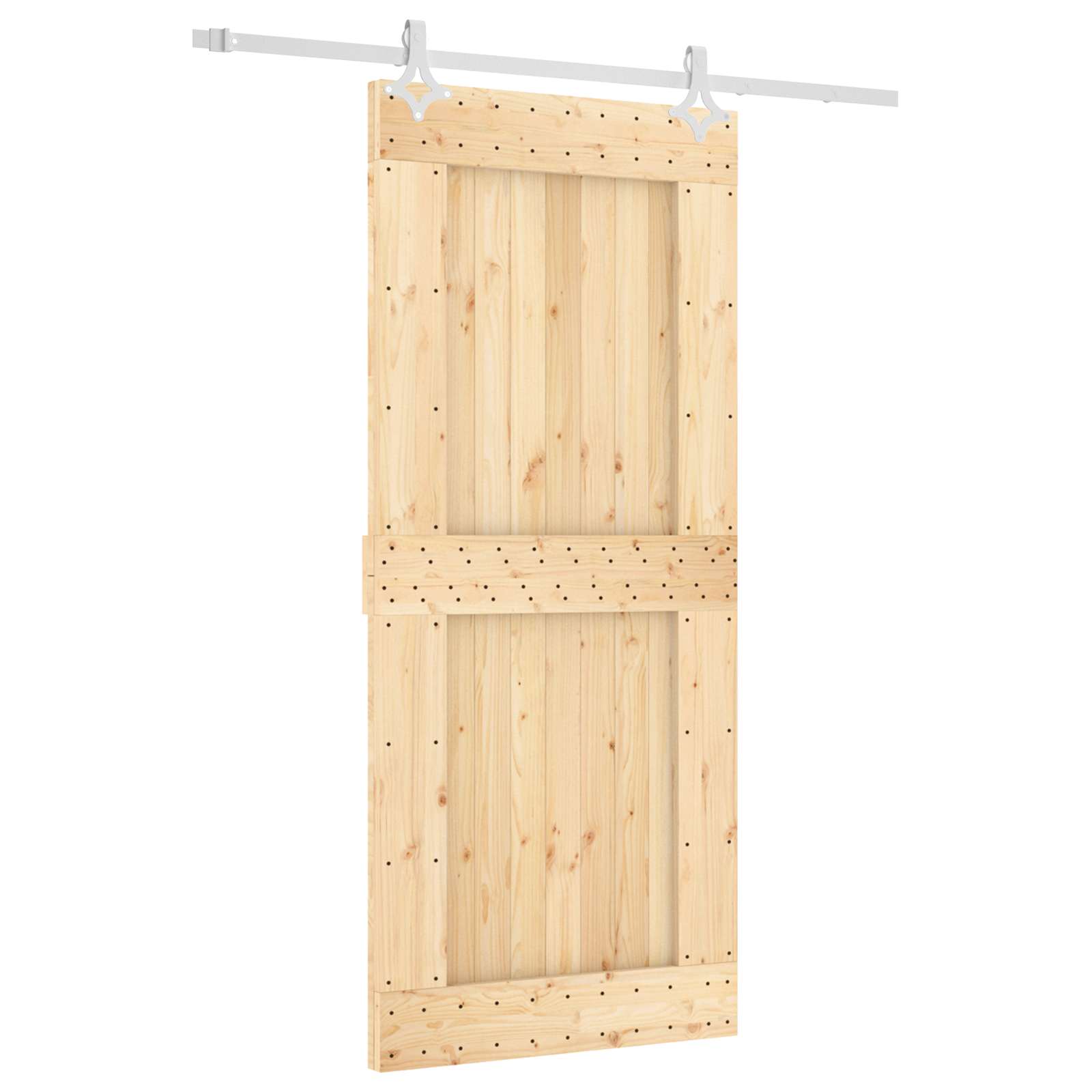 Skydedør Natur og hvid 90 x 210 cm Massivt Fyrretræ