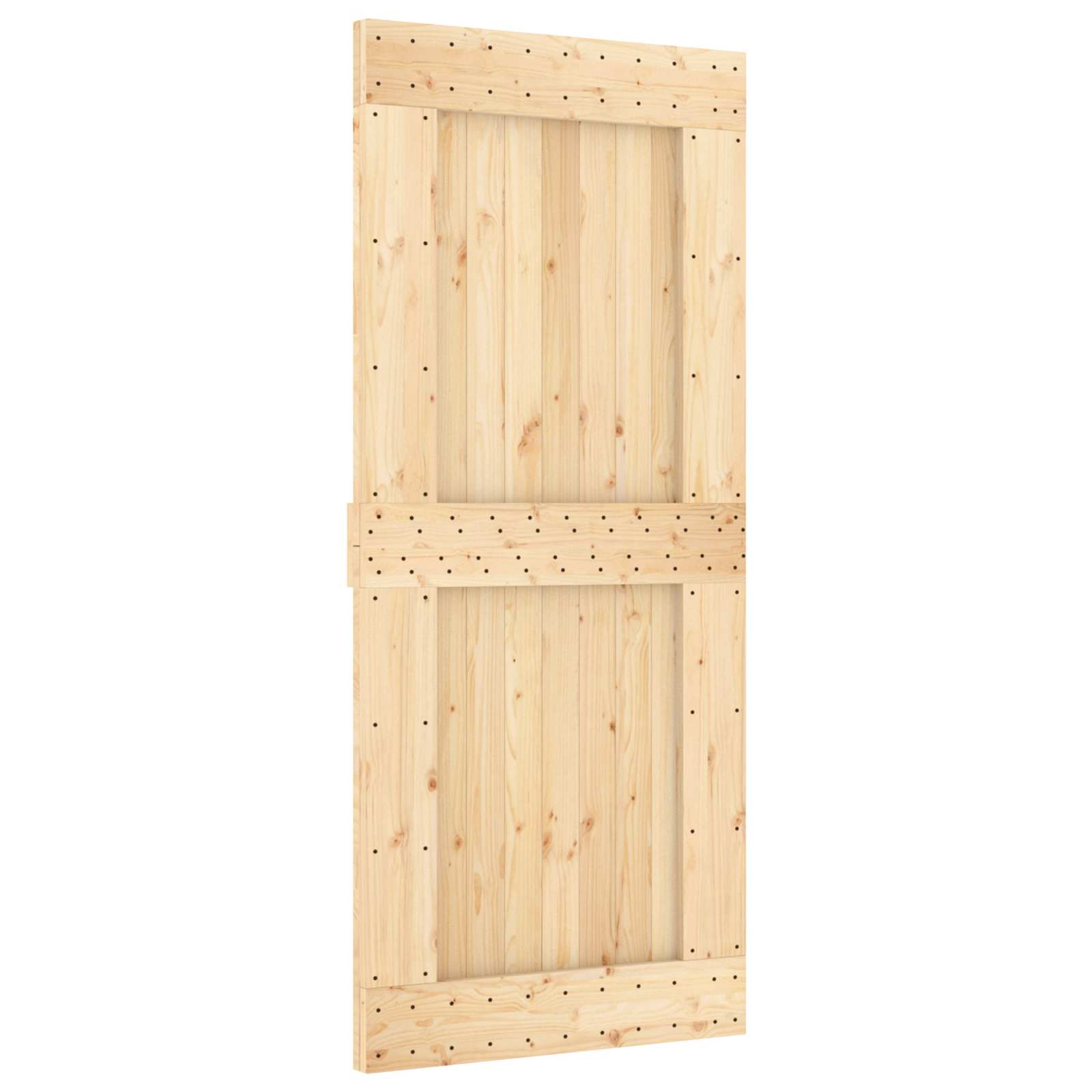 Skydedør Natur og hvid 90 x 210 cm Massivt Fyrretræ