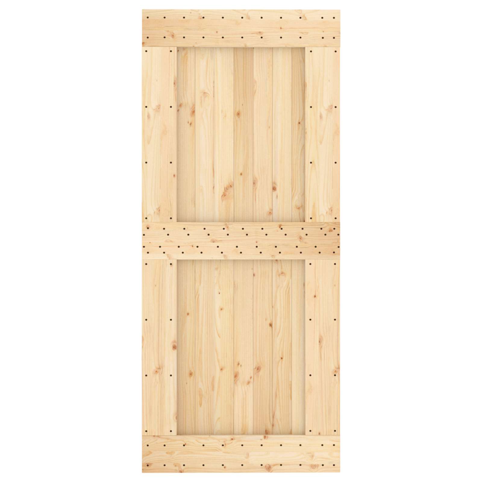 Skydedør Natur og hvid 90 x 210 cm Massivt Fyrretræ