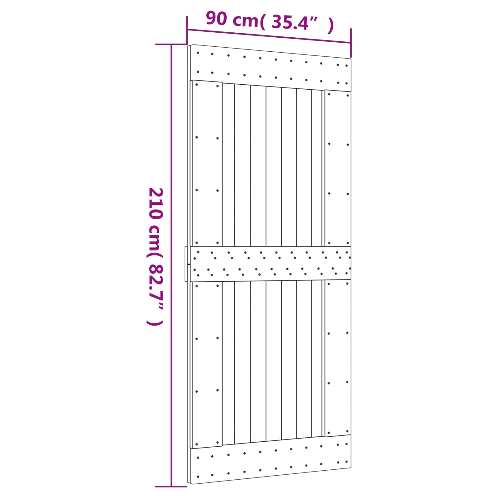 Skydedør Natur og hvid 90 x 210 cm Massivt Fyrretræ