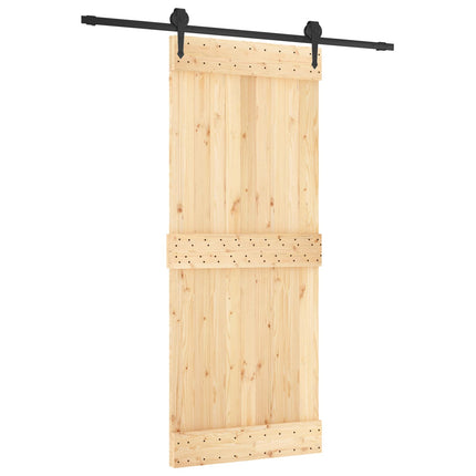 Skydedør Naturfarvet og sort 85 x 210 cm Massivt Fyrretræ