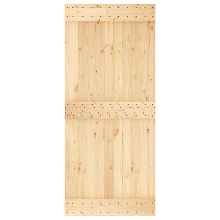 Skydedør Naturfarvet og sort 90 x 210 cm Massivt Fyrretræ
