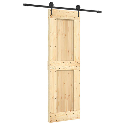 Skydedør Naturfarvet og sort 70 x 210 cm Massivt Fyrretræ