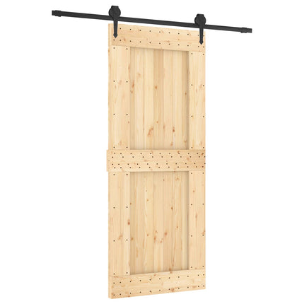 Skydedør Naturfarvet og sort 85 x 210 cm Massivt Fyrretræ