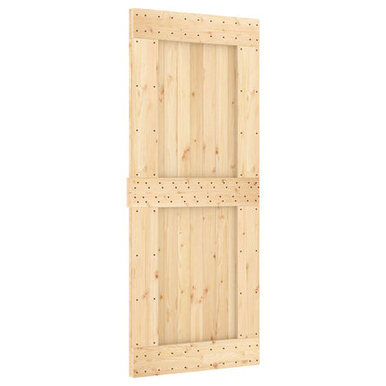 Skydedør Naturfarvet og sort 85 x 210 cm Massivt Fyrretræ