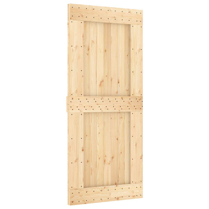 Skydedør Naturfarvet og sort 90 x 210 cm Massivt Fyrretræ