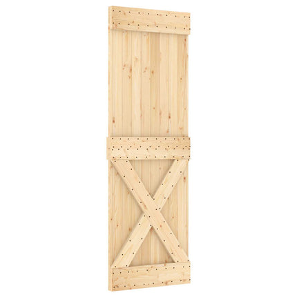 Skydedør Naturfarvet og sort 70 x 210 cm Massivt Fyrretræ