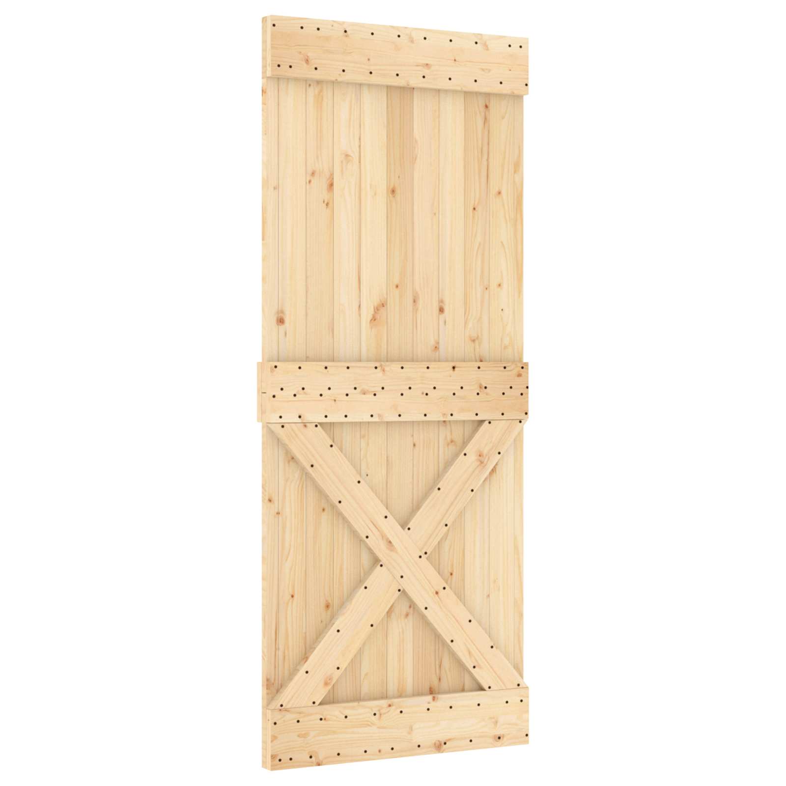 Skydedør Naturfarvet og sort 80 x 210 cm Massivt Fyrretræ