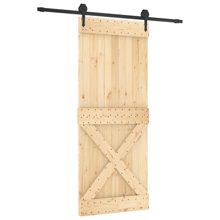Skydedør Naturfarvet og sort 85 x 210 cm Massivt Fyrretræ