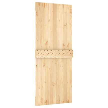 Skydedør Naturfarvet og sort 85 x 210 cm Massivt Fyrretræ