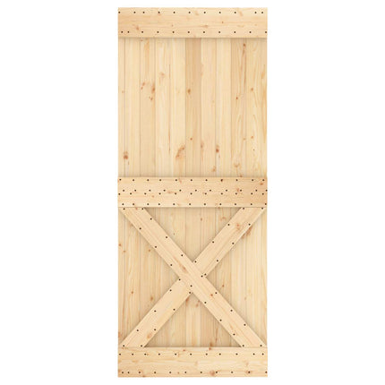 Skydedør Naturfarvet og sort 85 x 210 cm Massivt Fyrretræ