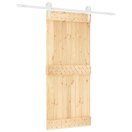 Skydedør Natur og hvid 90 x 210 cm Massivt Fyrretræ