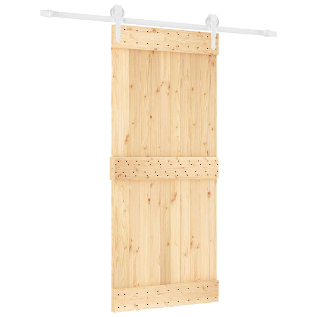 Skydedør Natur og hvid 90 x 210 cm Massivt Fyrretræ