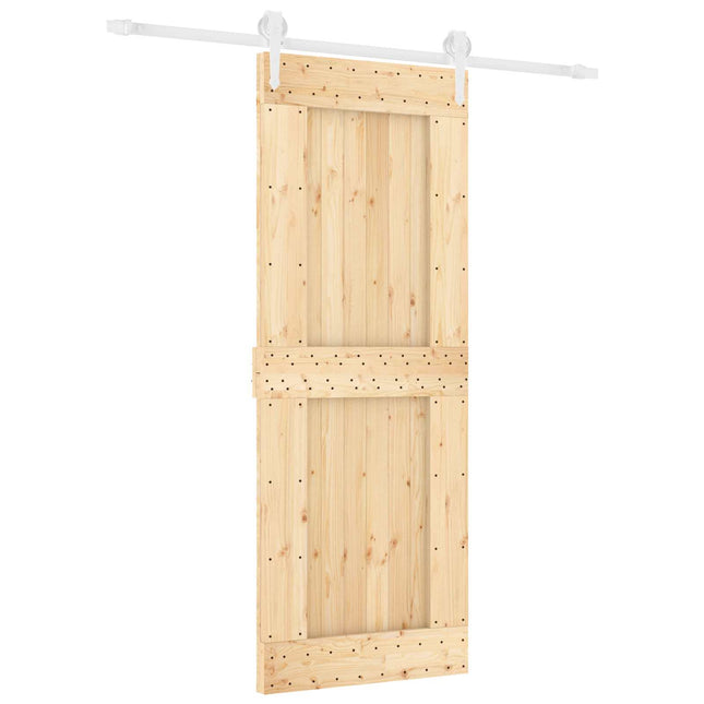 Skydedør Natur og hvid 80 x 210 cm Massivt Fyrretræ