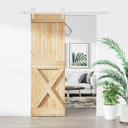 Skydedør Natur og hvid 70 x 210 cm Massivt Fyrretræ