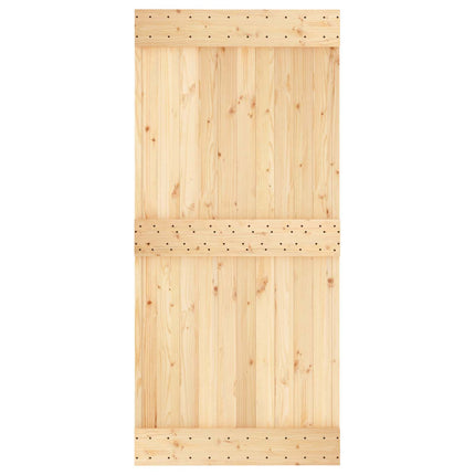 Skydedør Naturfarvet og sort 95 x 210 cm Massivt Fyrretræ