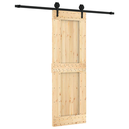 Skydedør Naturfarvet og sort 70 x 210 cm Massivt Fyrretræ