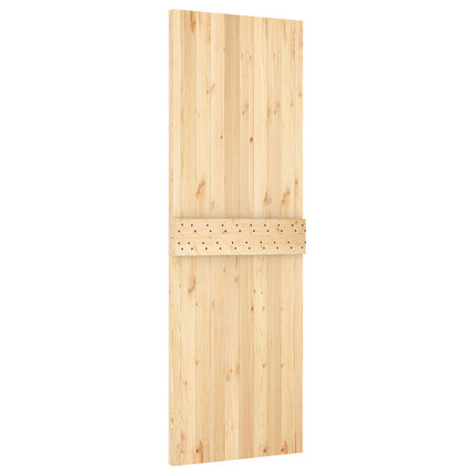 Skydedør Naturfarvet og sort 70 x 210 cm Massivt Fyrretræ
