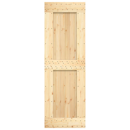Skydedør Naturfarvet og sort 70 x 210 cm Massivt Fyrretræ