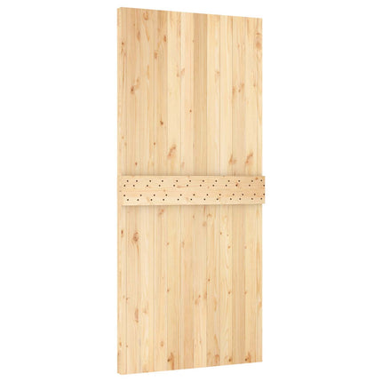 Skydedør Naturfarvet og sort 95 x 210 cm Massivt Fyrretræ