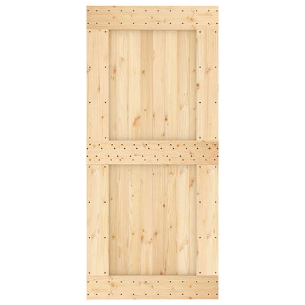 Skydedør Naturfarvet og sort 95 x 210 cm Massivt Fyrretræ