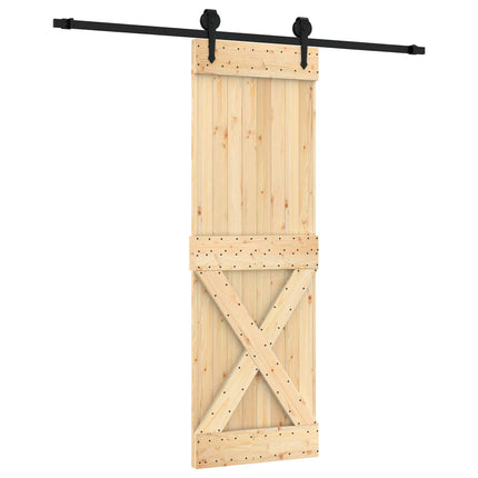 Skydedør Naturfarvet og sort 70 x 210 cm Massivt Fyrretræ