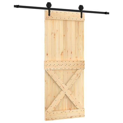 Skydedør Naturfarvet og sort 85 x 210 cm Massivt Fyrretræ