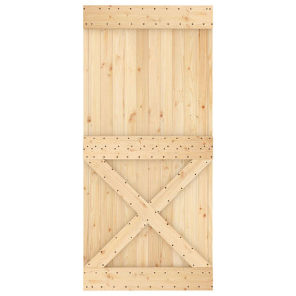 Skydedør Naturfarvet og sort 95 x 210 cm Massivt Fyrretræ