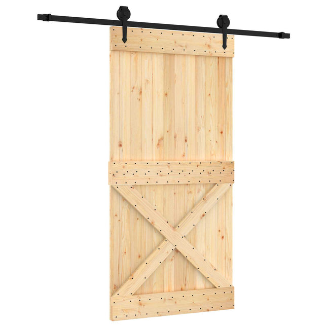 Skydedør Naturfarvet og sort 100 x 210 cm Massivt Fyrretræ