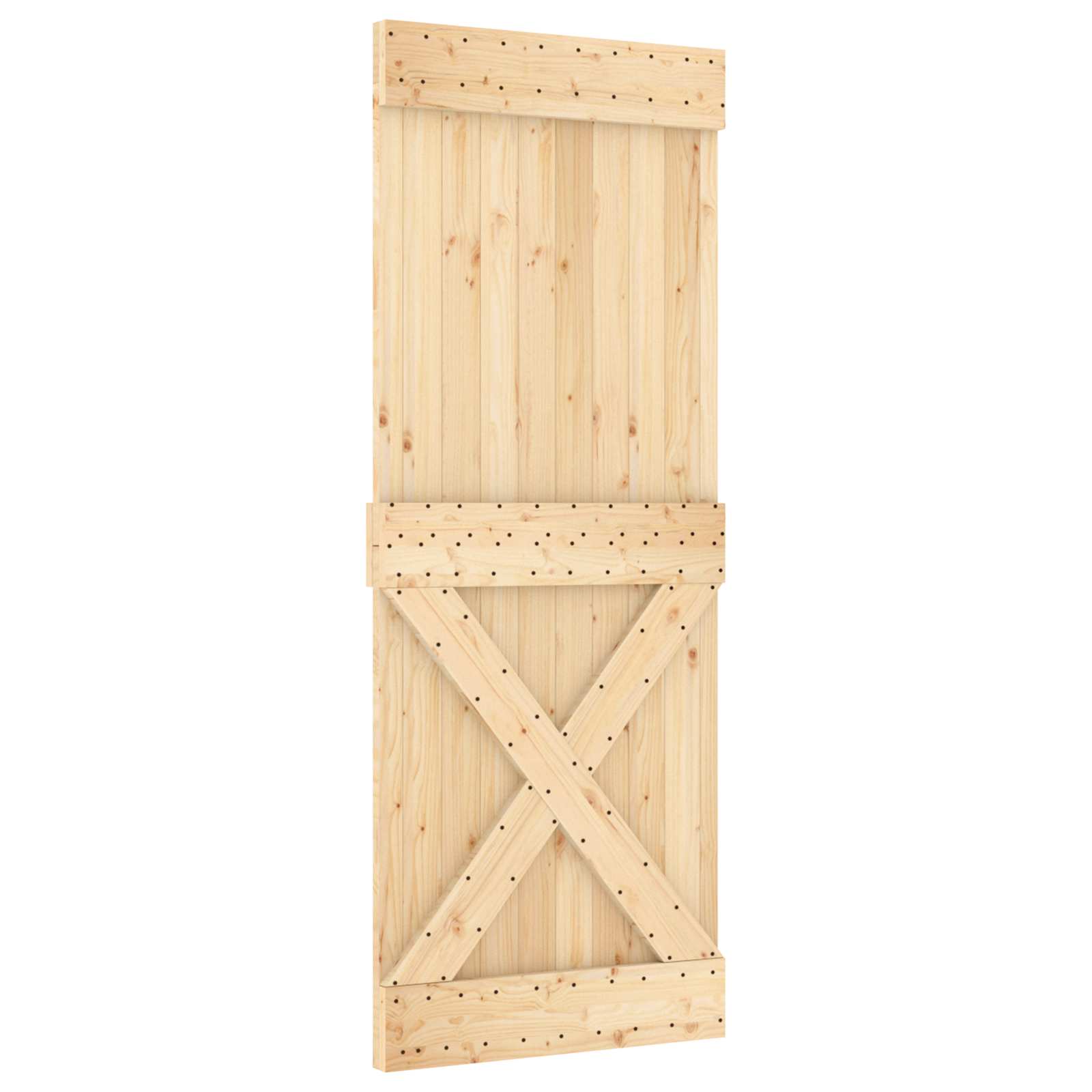 Skydedør Natur og hvid 90 x 210 cm Massivt fyrretræ
