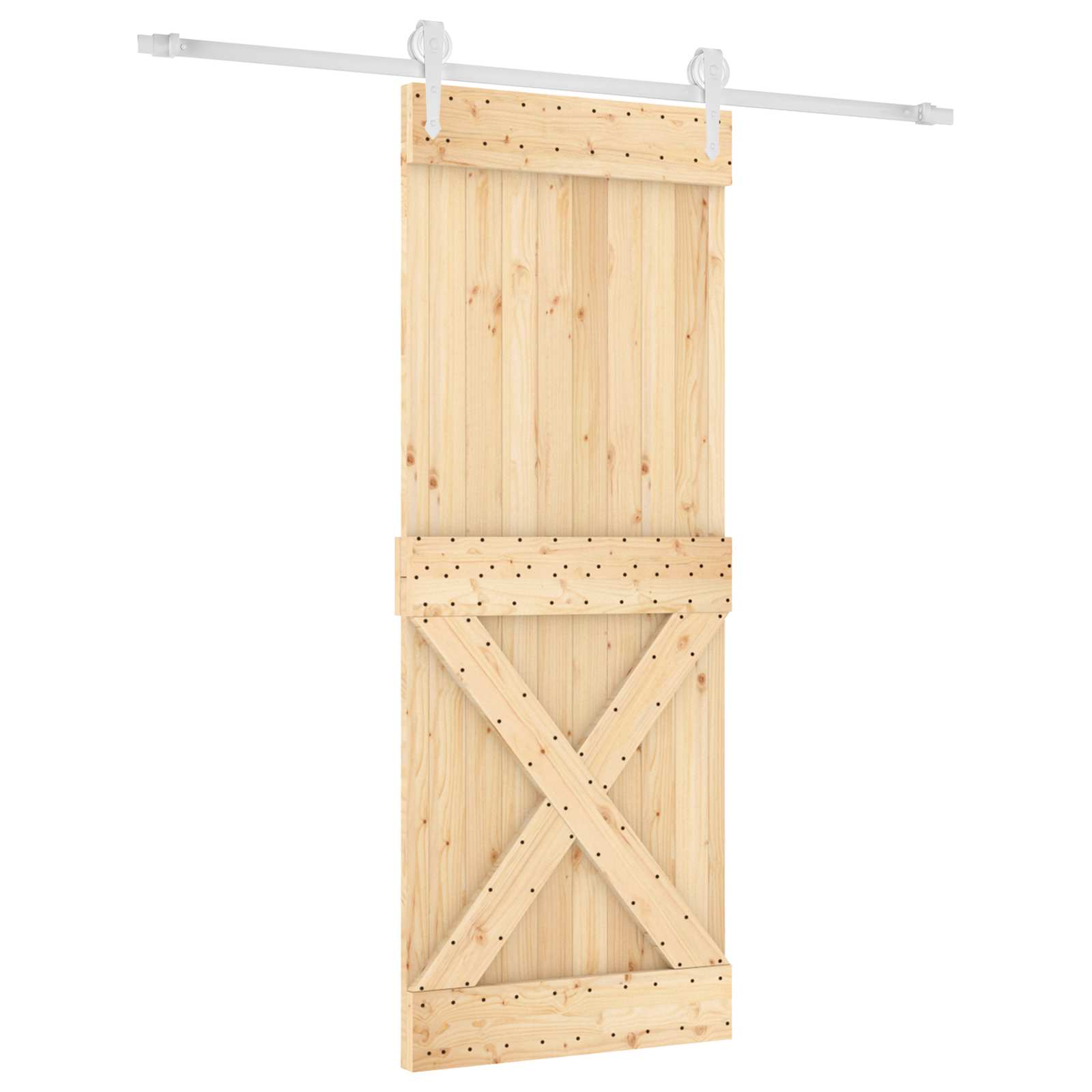 Skydedør Natur og hvid 80 x 210 cm Massivt Fyrretræ