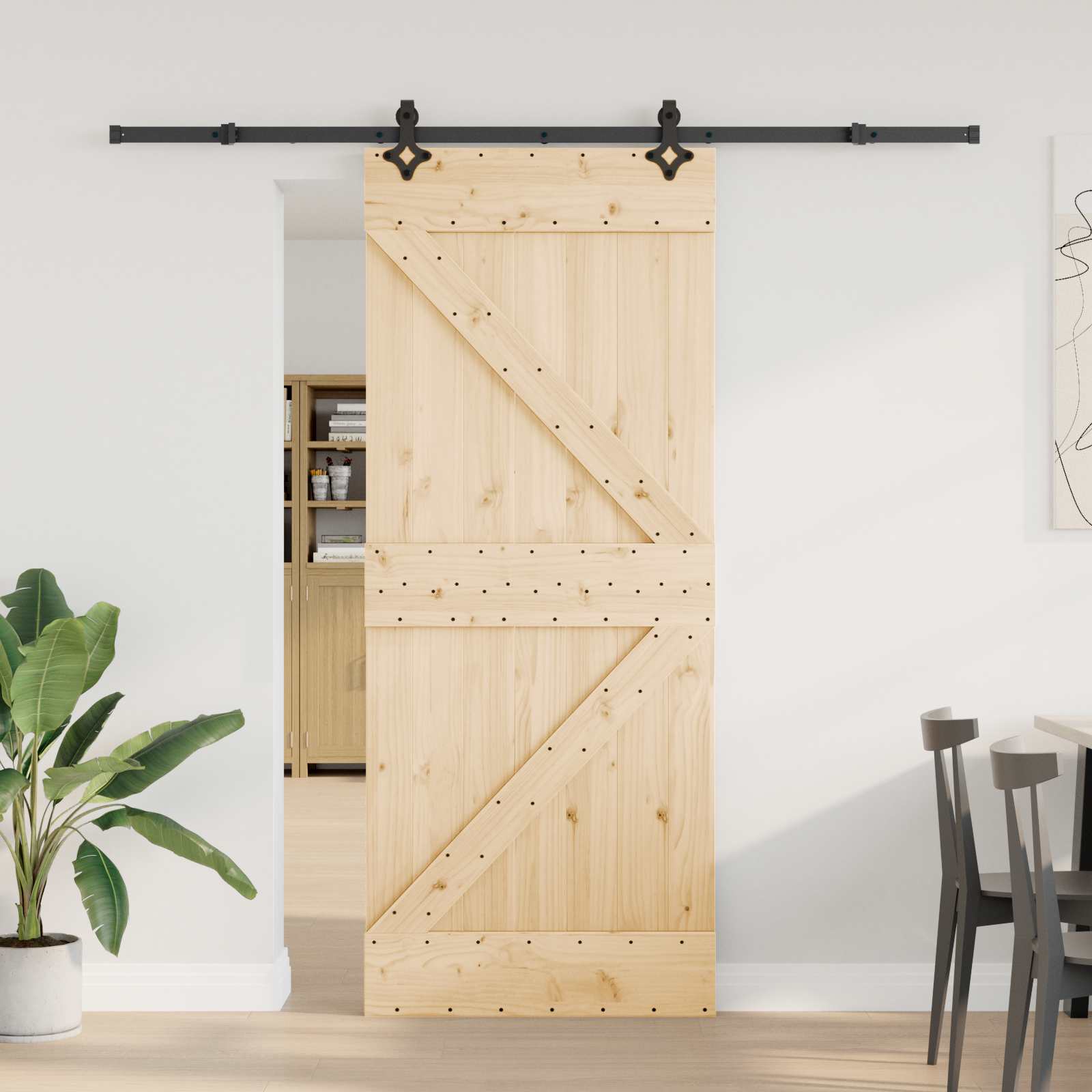 Skydedør NARVIK Naturfarvet og sort 85 x 210 cm (213,5 cm)